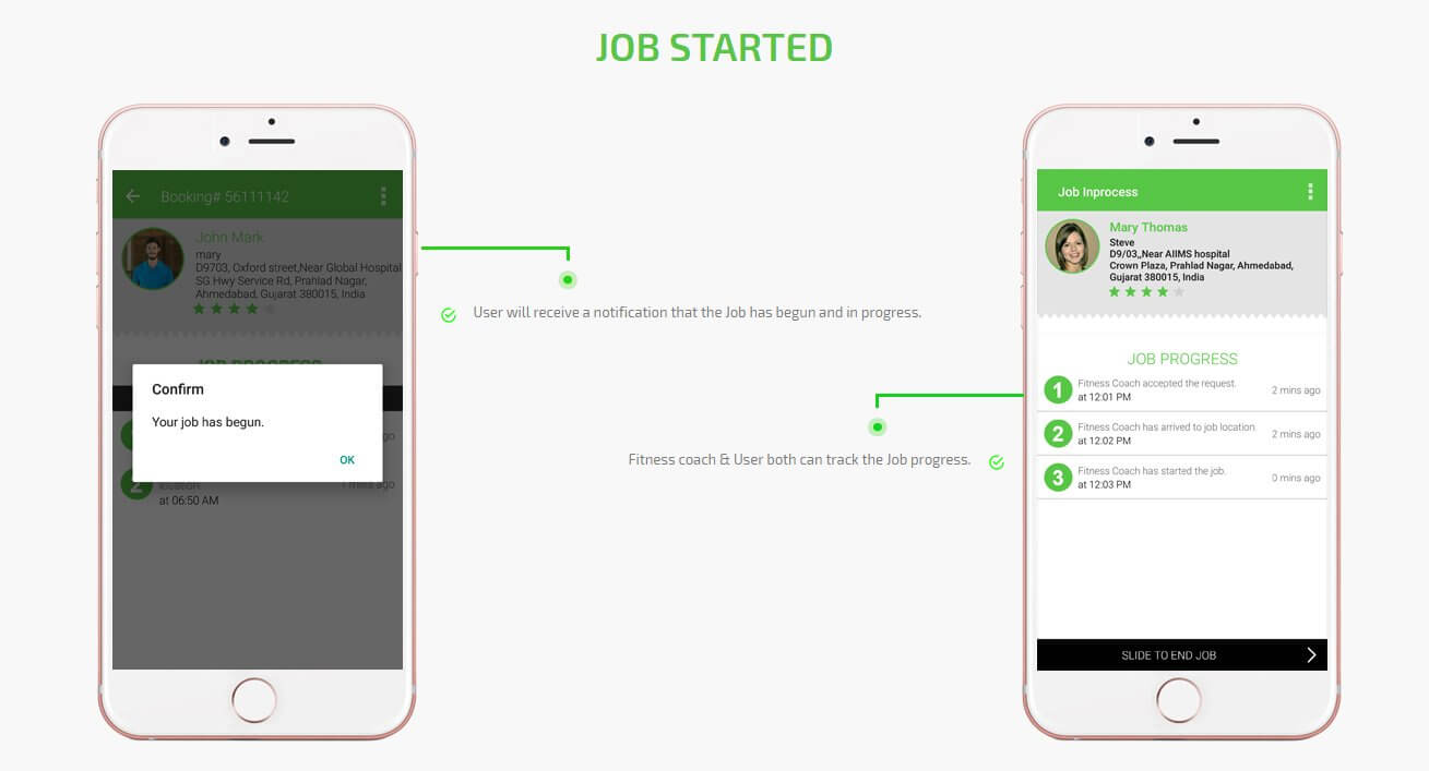 client and fitness-coach job started screen