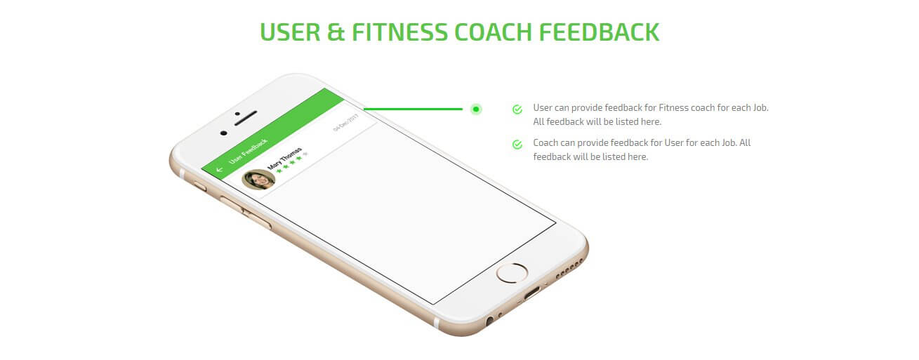 client and fitness-coach feedback screen