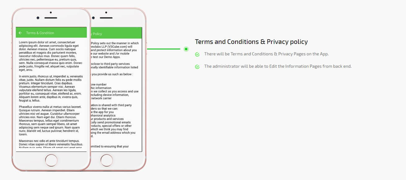 on demand fitness-coach app terms and conditions & privacy policy screen