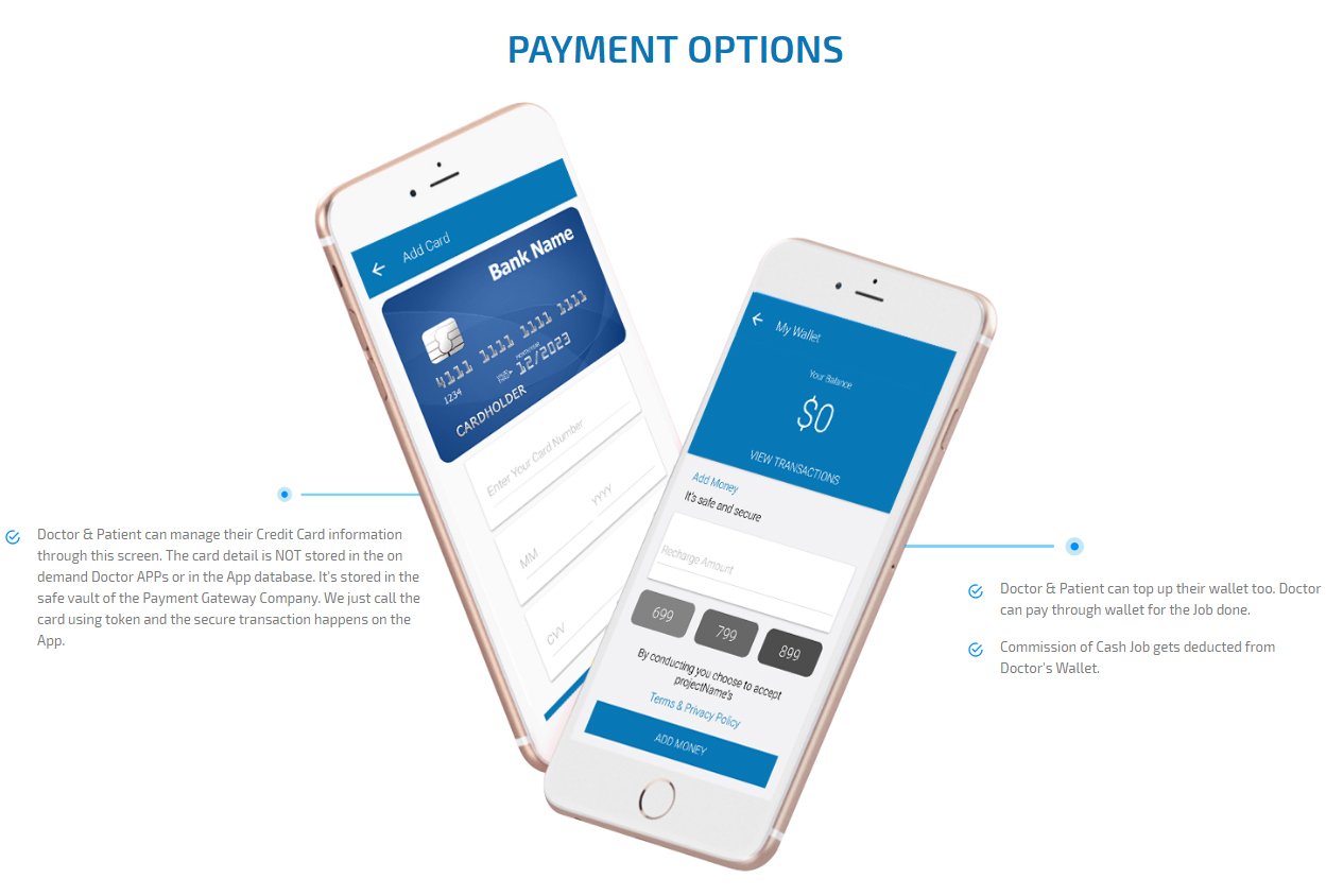 patient and physiotherapist app payment option screen