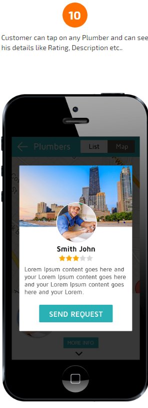 plumber app send request screen