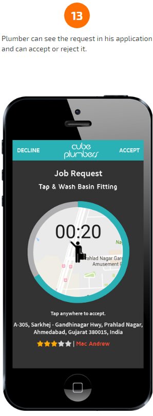 plumber app request accept or reject screen