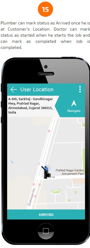 plumber app arrived screen