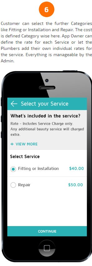 plumber app subcategory selection screen