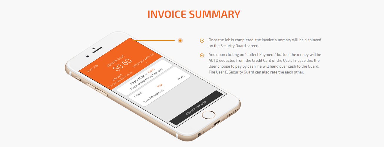 on demand security-guard app invoice summary screen