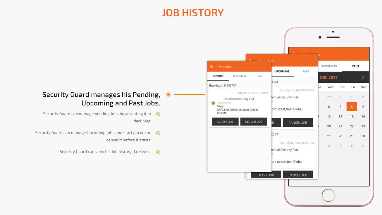 on demand security-guard app job history screen