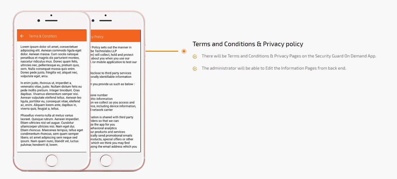on demand security-guard app terms and conditions & privacy policy screen