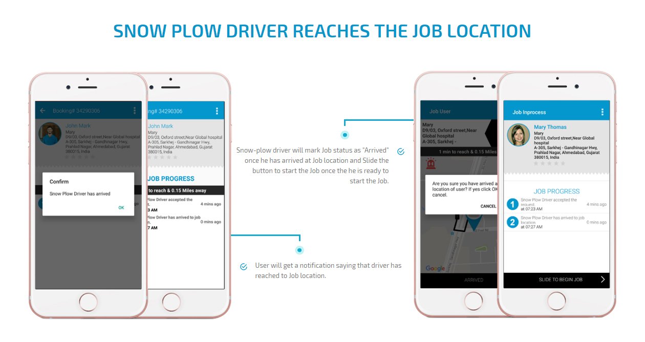 Plow Driver reaches at the job location
