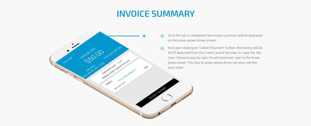 On Demand Snow Removal App invoice summary screen