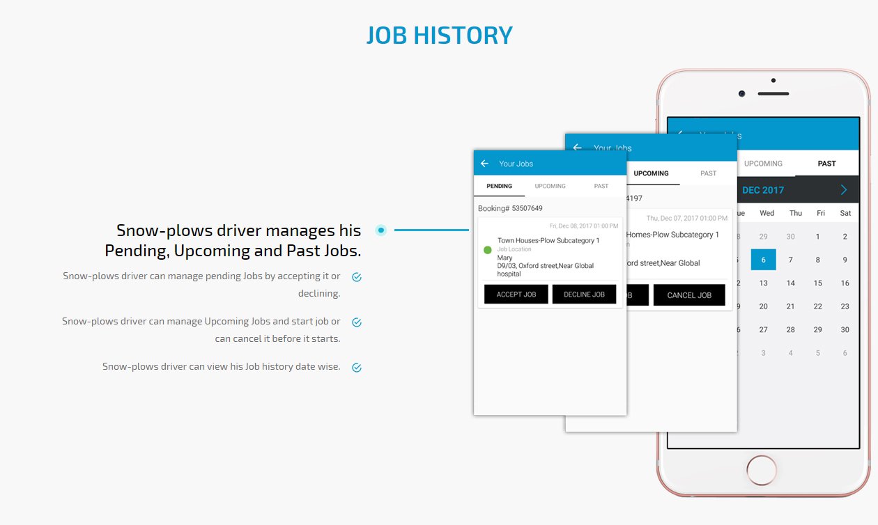 On Demand snow plow App job history screen