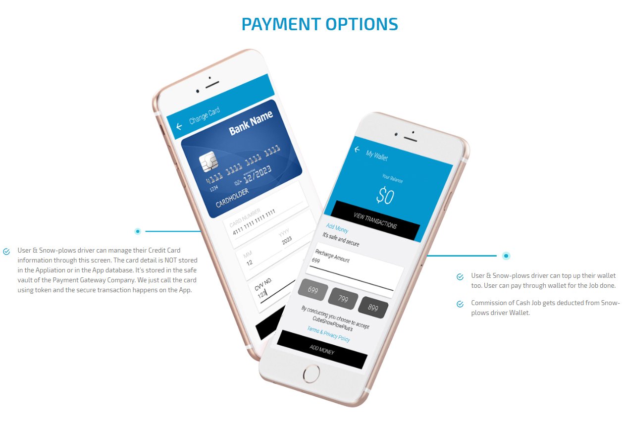 User and plow driver payment option screen