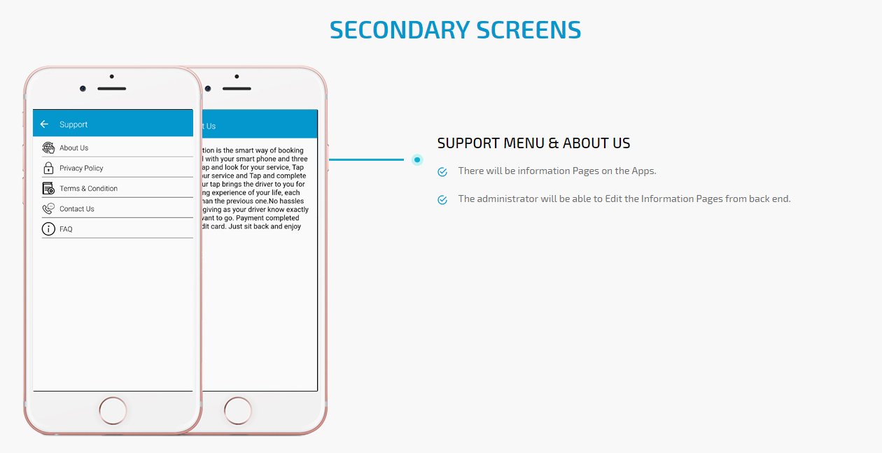 On Demand Snow removal App support menu & about us screen