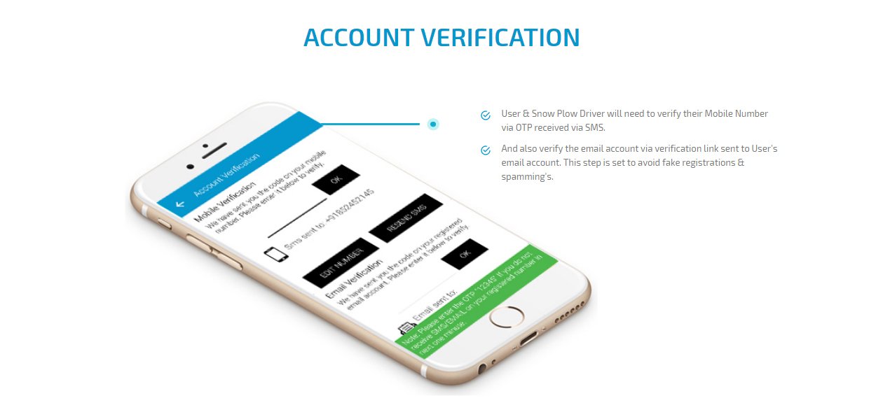 User and Snow plow driver account verification screen