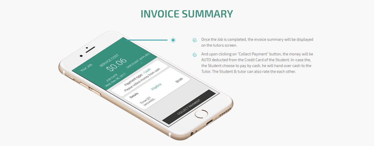 on demand tutors app invoice summary screen