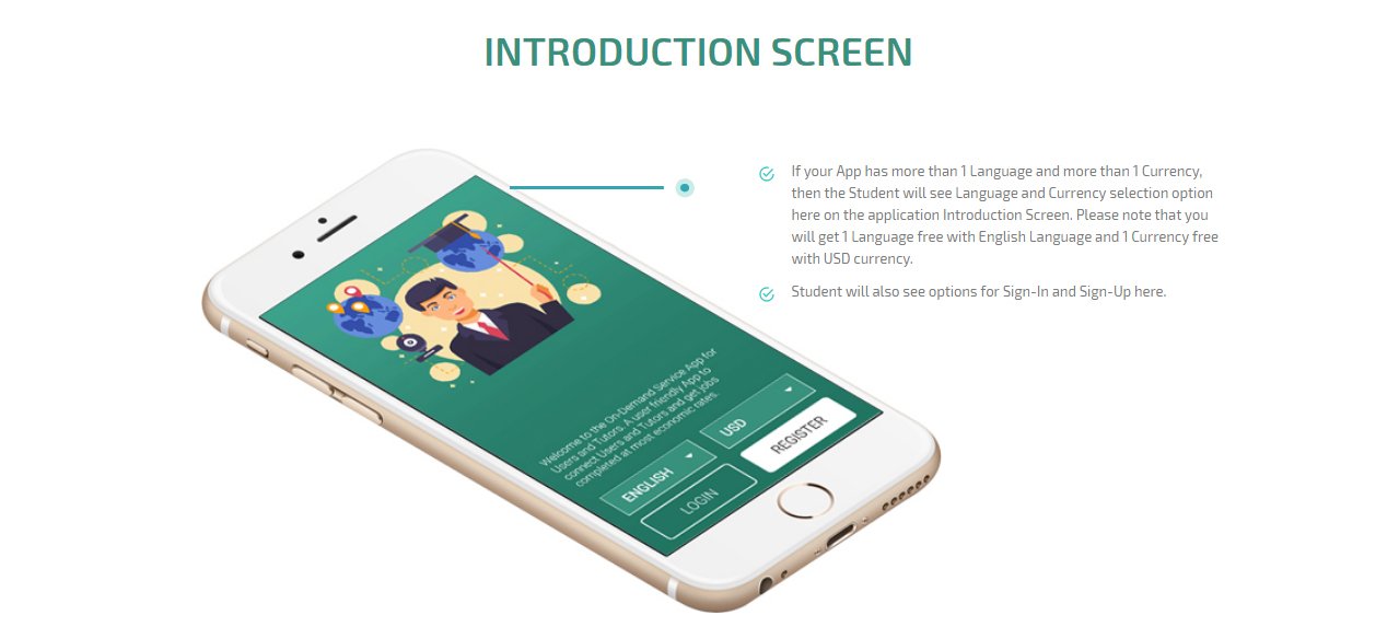 uber for tutors app introduction screen