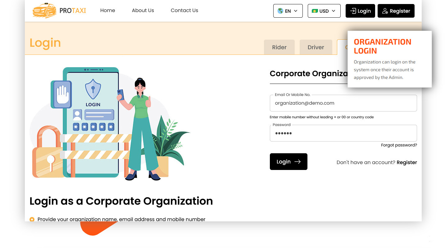 organization login