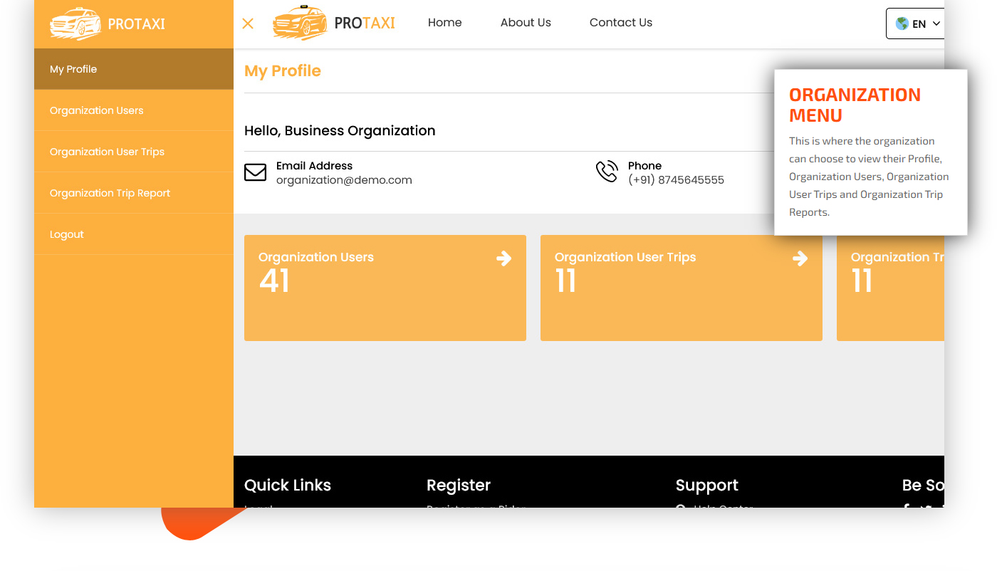 organization menu