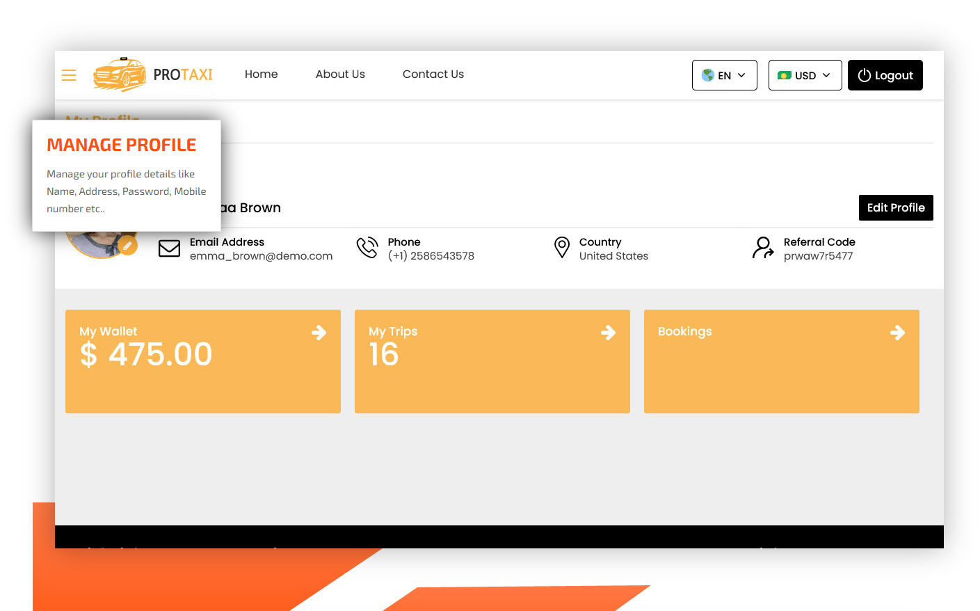 manage user profile