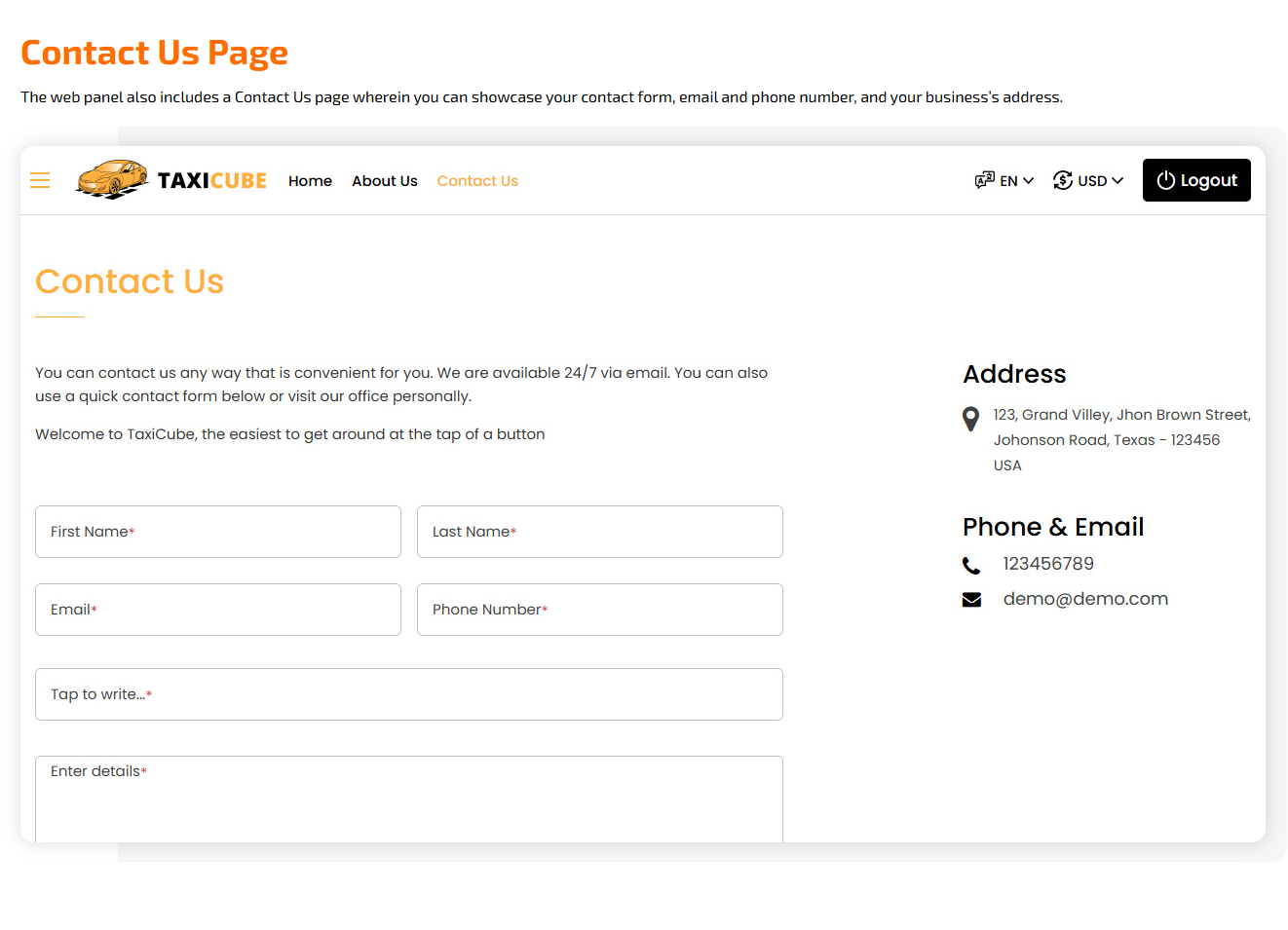 contact us page