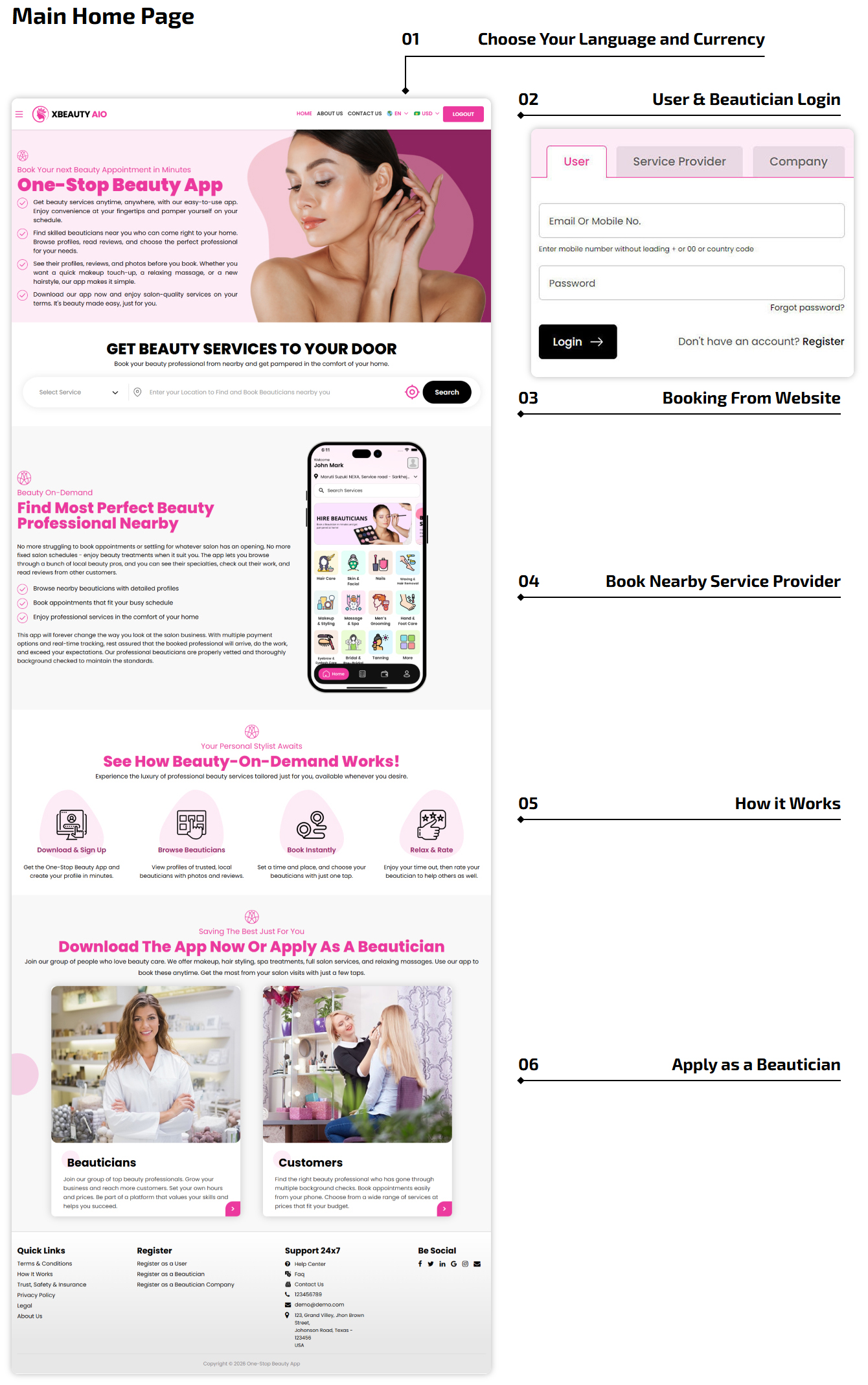 Uber clone web home page