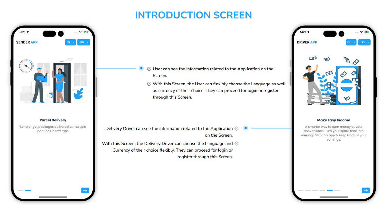 app introduction screen