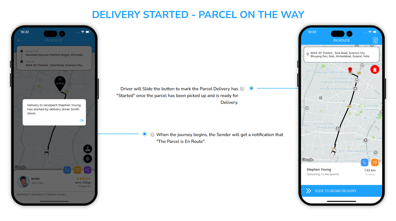delivery started - parcel on the way