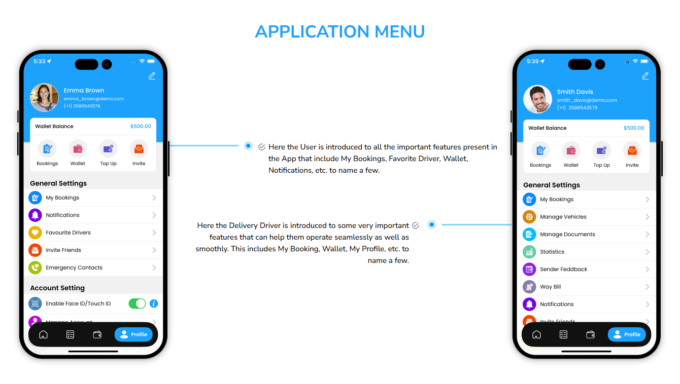 application menu