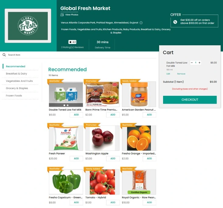 Grocery Store Item Grid View