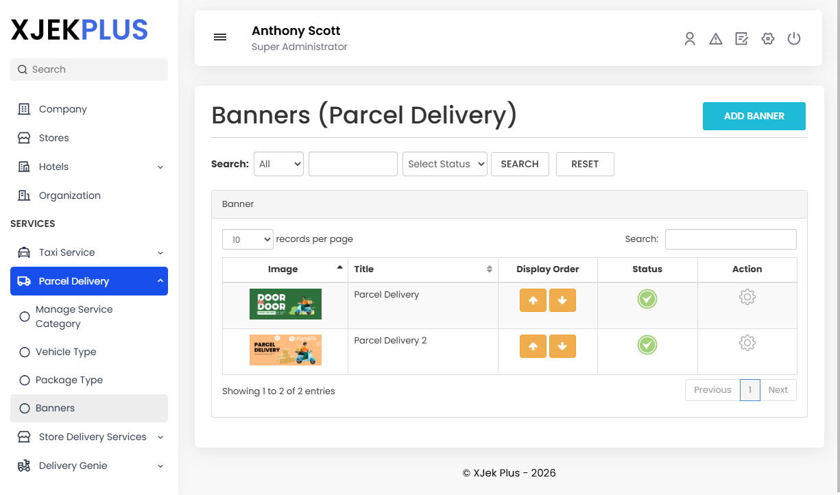 Parcel Delivery Banner Management