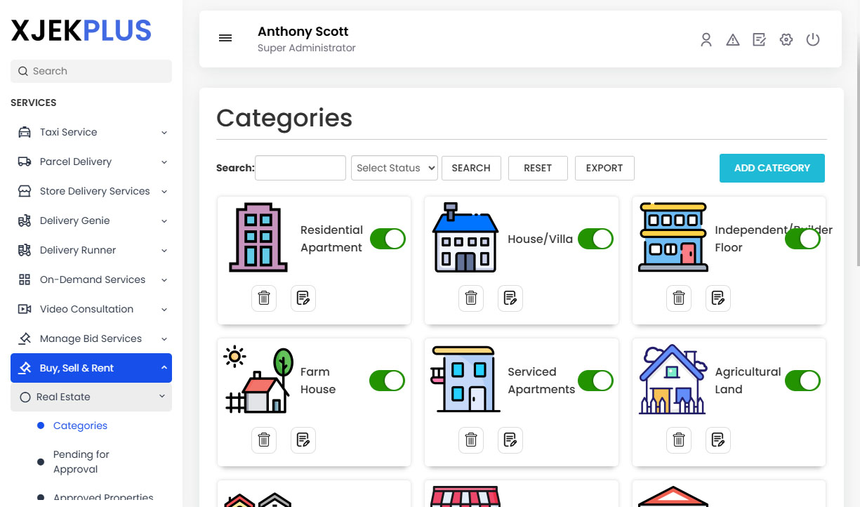 Manage Real Estate Categories
