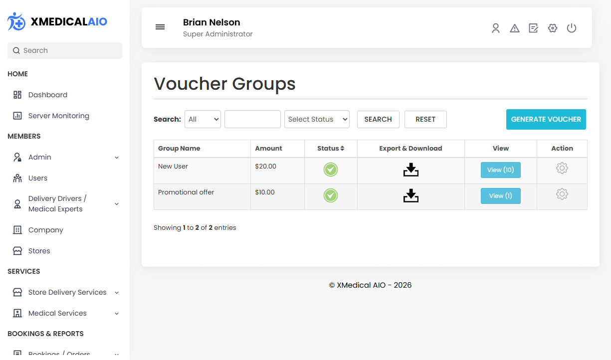 Manage Voucher Groups