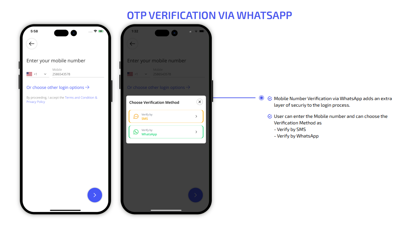 OTP verification via WhatsApp