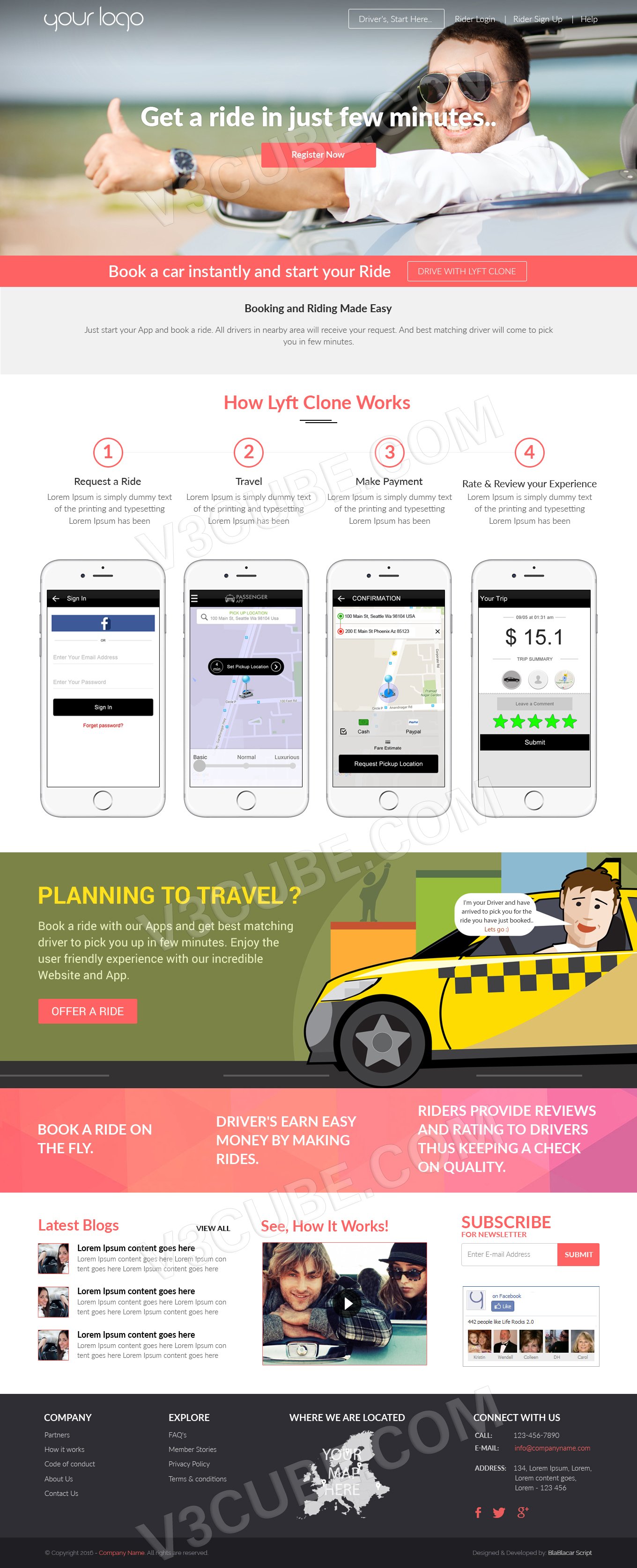 Lyft Clone site design template Lyft Clone site design template